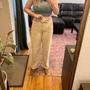 Beige tan paper bag waist sézane pants